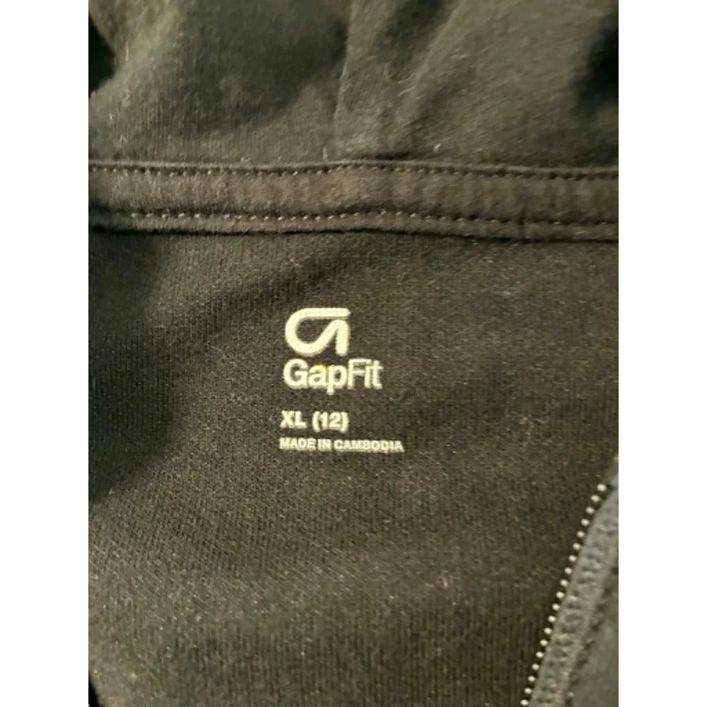 GapFit Kids XL Black Zip Hoodie‎ Jacket Activewear Athletic Lightweight Youth 12